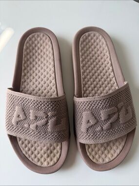 APL Taupe Knit Slide Sandals